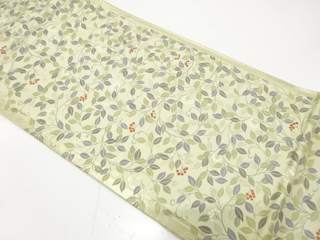 未使用品　高島織物製　木の実唐草模様織り出し　袋帯